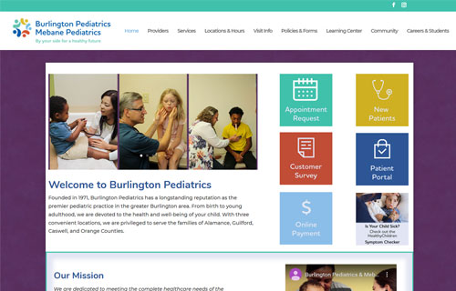 Burlington Pediatrics website